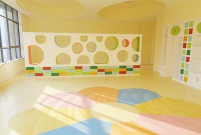 Plastic floor in kindergarten